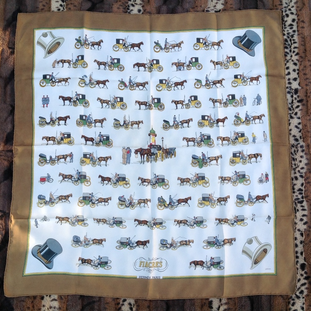 HERMÈS Rare 1965  FIACRES Silk Scarf 90cm